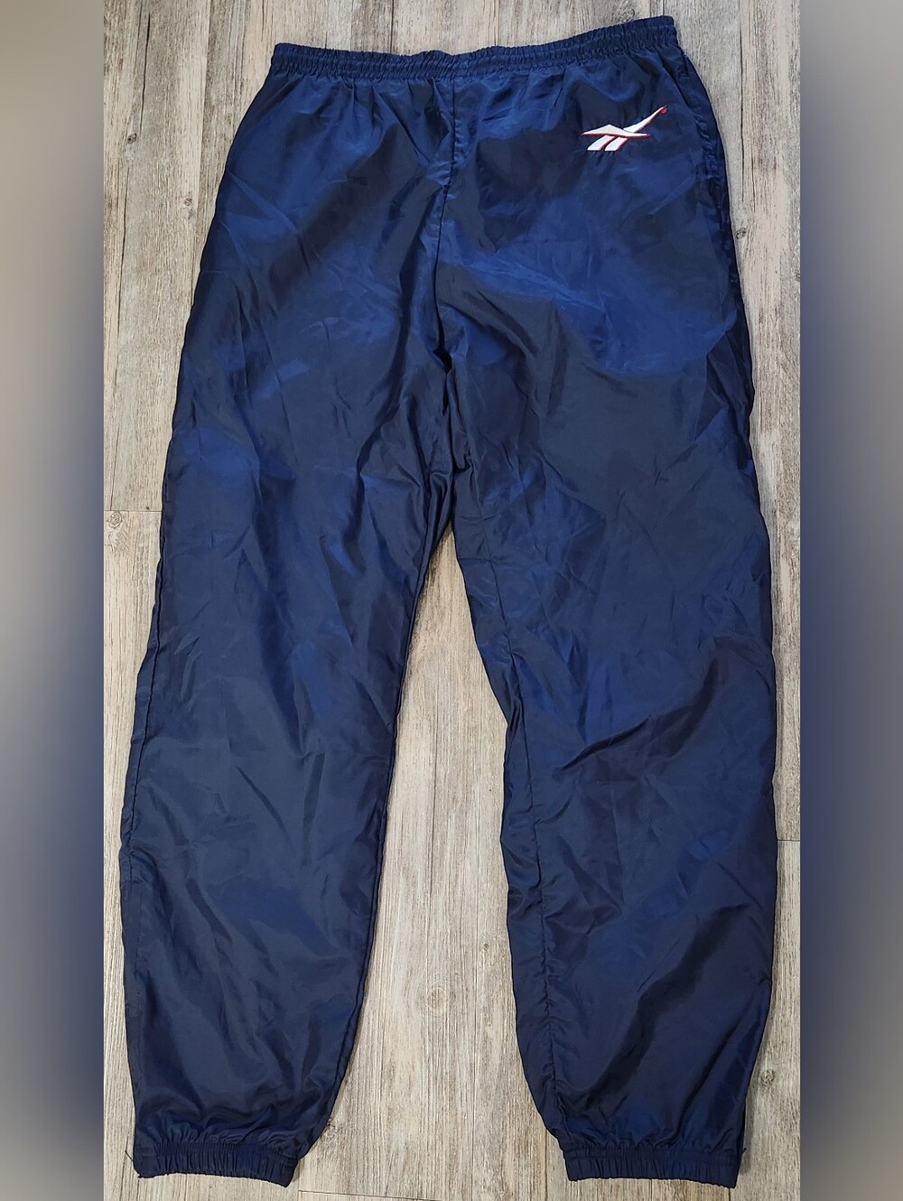 Vintage Reebok windbreaker track Pants Womens Large Blue Zip Ankle tapered 90s